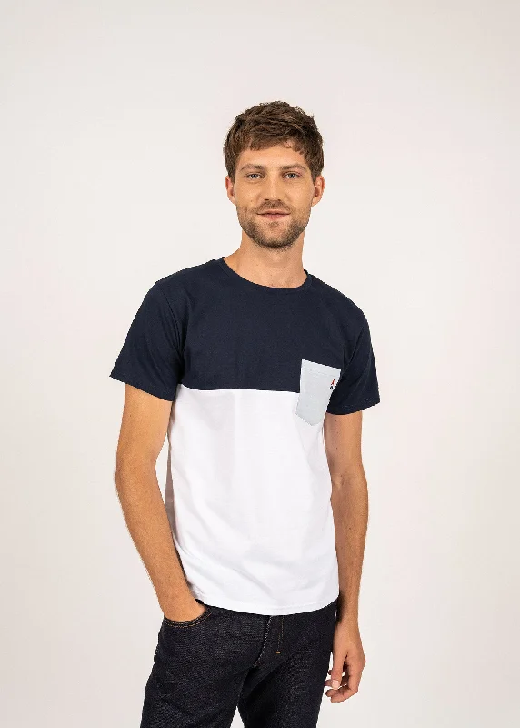 CYRIAC - Tricolor T-Shirt by Maison FT | 100% Cotton (WHITE / NAVY / LIGHT BLUE) Street