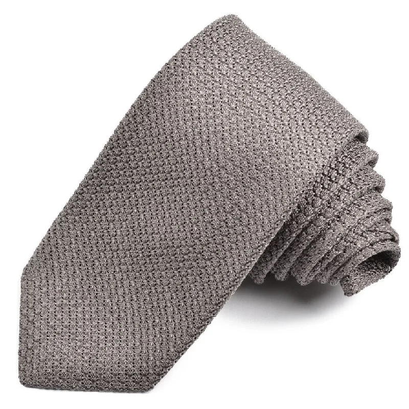 Solid Garza Grossa Grenadine Italian Silk Tie in Grey by Dion Neckwear Elegant Men's Formal 