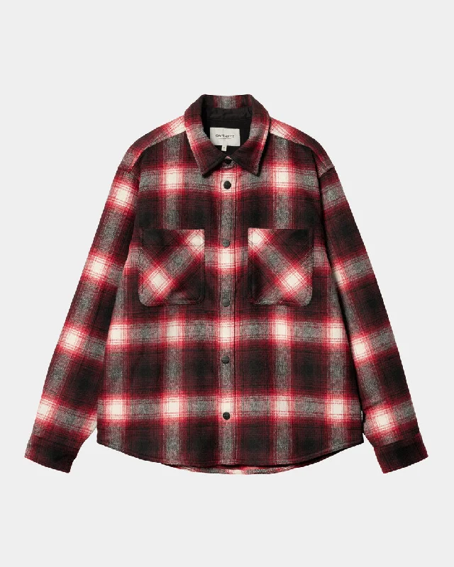 CARHARTT WIP MOREAU CHECK SHIRT JACKET IN CHERRY Edgy Men's Punk