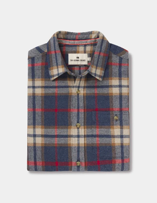 THE NORMAL BRAND HUDSON DOUBLE BRUSHED FLANNEL SHIRT IN EVENTIDE PLAID Beach