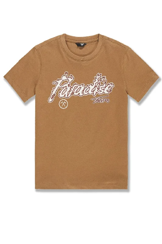 Kids Paradise Tour T-Shirt (Mocha) Minimalist Men's Casual 