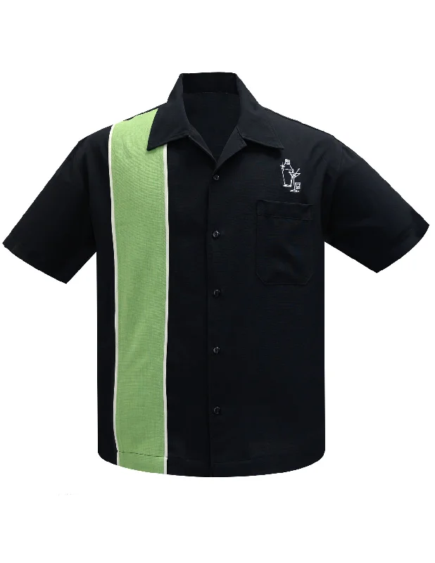 Palm Springs Cocktail Bowling Shirt in Black/Apple/Stone Modern Men's Geometric