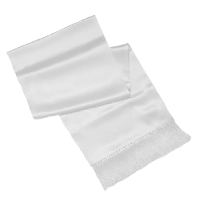 Pure Italian Silk Scarf with Fringe in Solid White by Dion Dapper Men's Bow