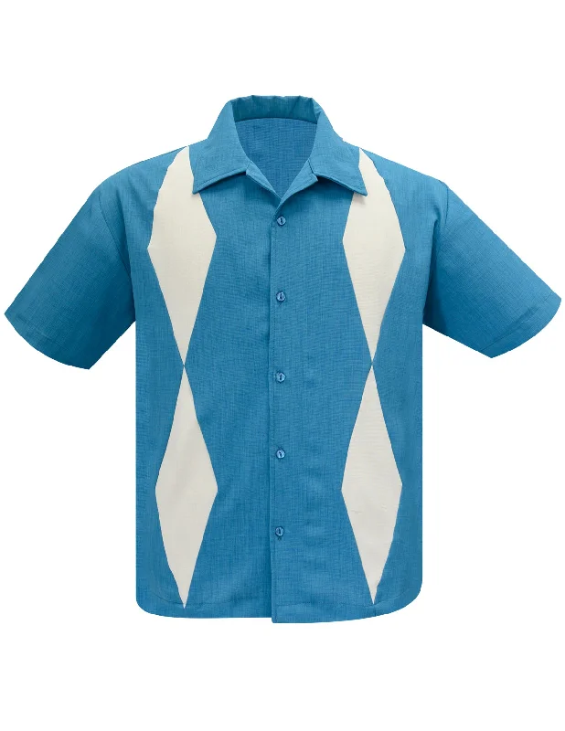 Diamond Duo Bowling Shirt in Pacific/Stone Rugged Men's Outdoor 