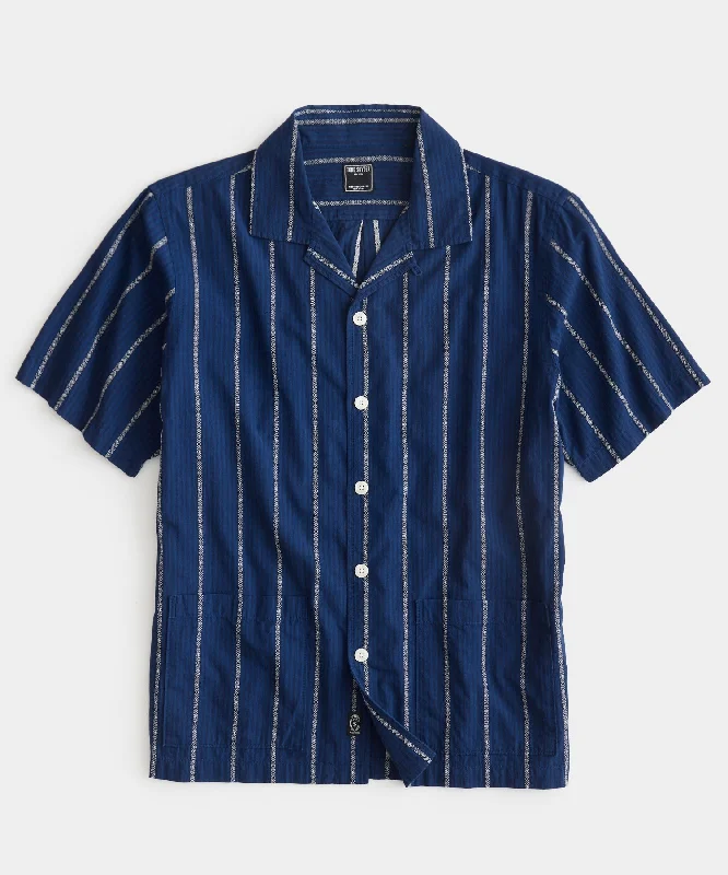 TODD SNYDER SHORT SLEEVE LEISURE SHIRT IN BLUE STRIPE Tough Men's Military