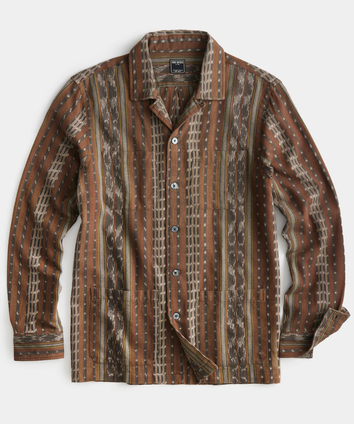 TODD SNYDER JACQUARD LONG SLEEVE GUAYABERA IN RUST Practical Men's Quick