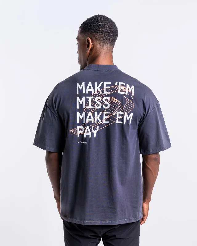 Make 'Em Miss Oversized T-Shirt - Charcoal Bohemian Men's Free