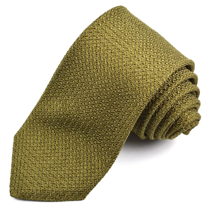 Solid Garza Grossa Grenadine Italian Silk Tie in Olive by Dion Neckwear Masculine Men's 