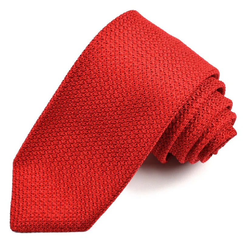 Solid Garza Grossa Grenadine Italian Silk Tie in Red by Dion Neckwear Casual Men's Loose