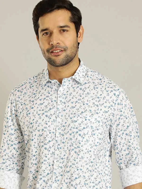 Men Printed Full Sleeve Cotton Blend Shirt Minimalist Men's Casual 