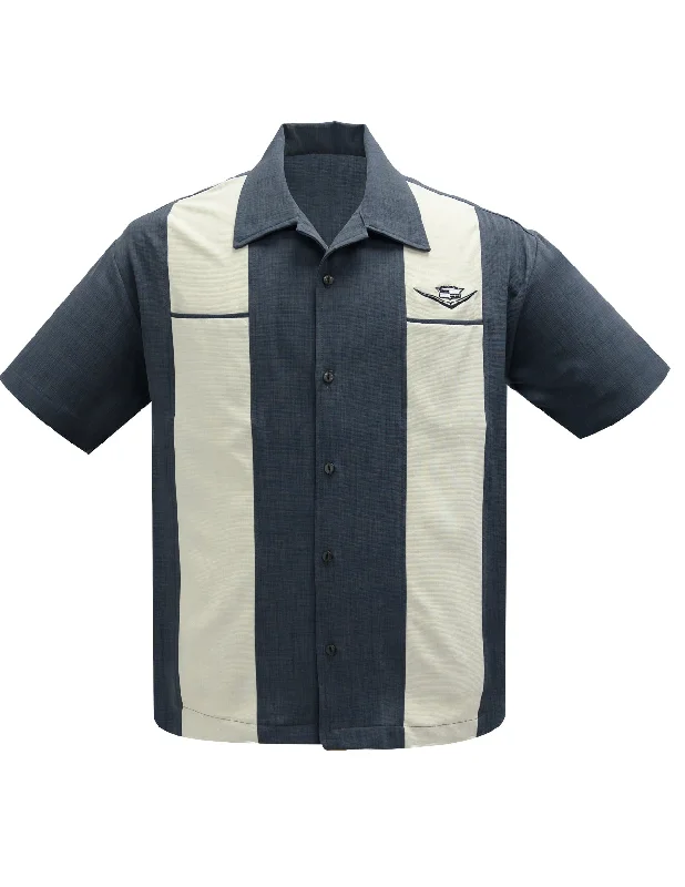 Classic Cruising Bowling Shirt in Charcoal/Stone Dynamic Men's High