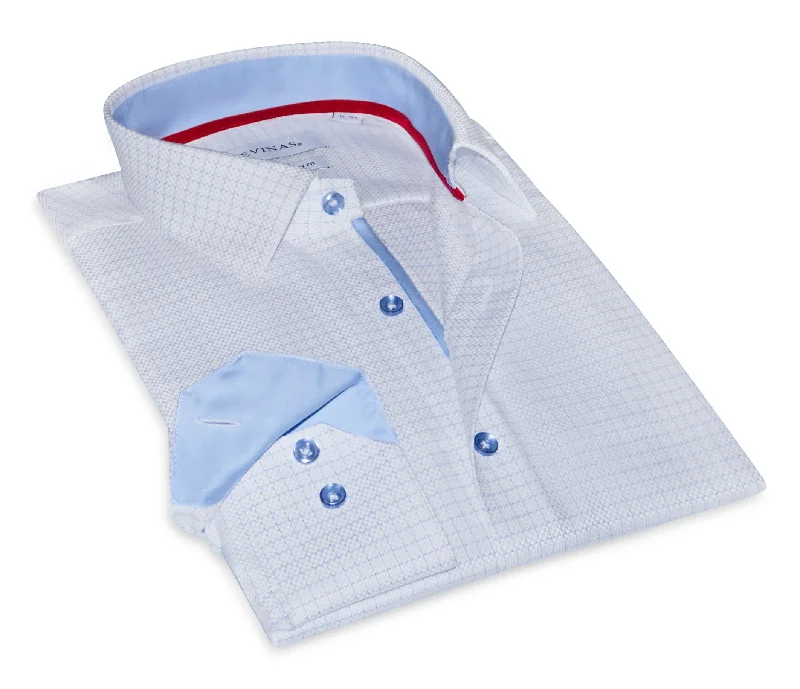 Junior Button-Up Shirt With Contrast Details // Blue Check // Contemporary Fit (Regular) Refined Men's Hand