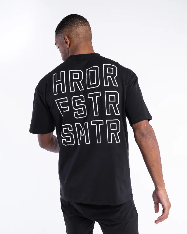 HRDR FSTR SMTR Oversized T-Shirt - Black Confident Men's Power