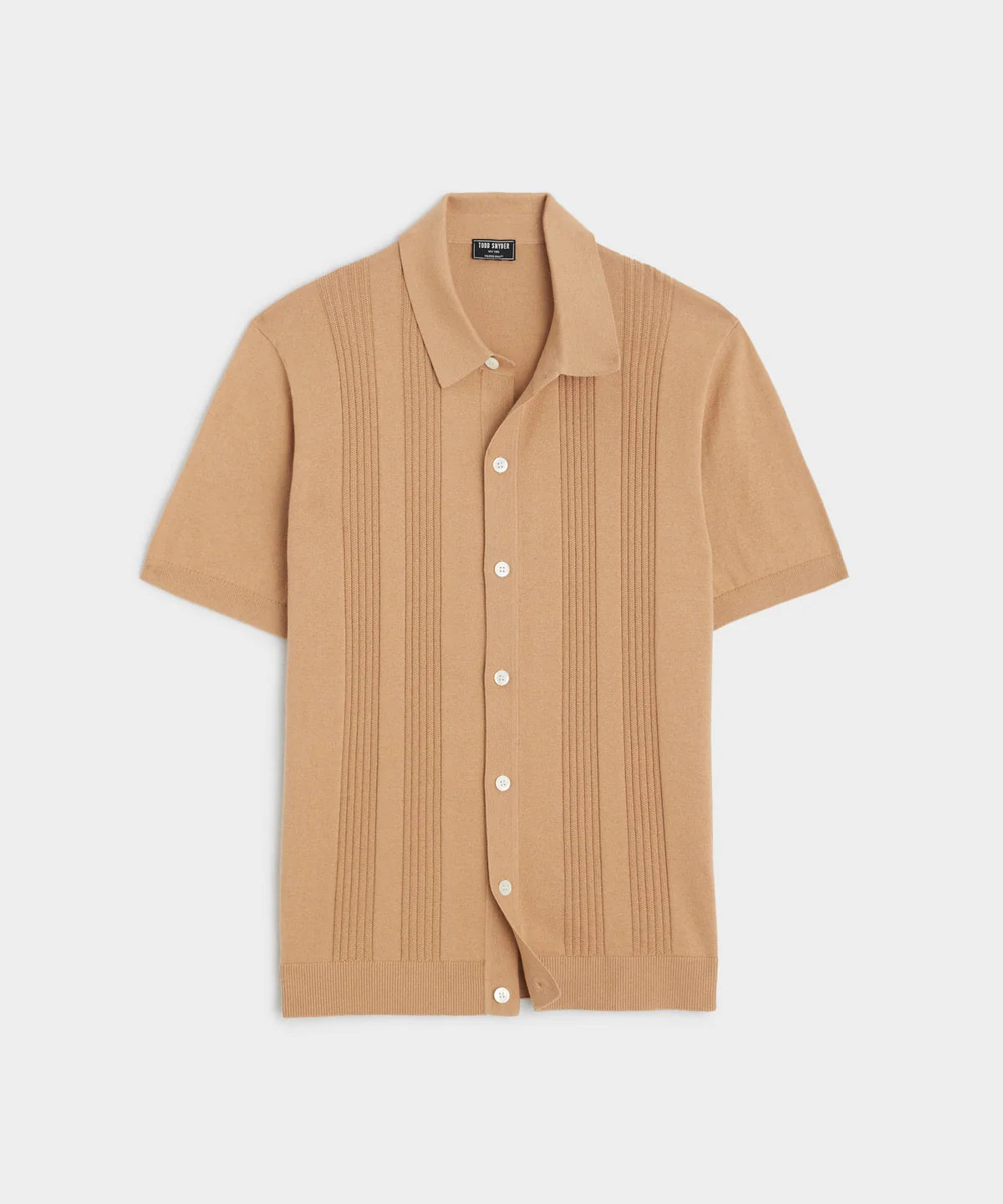 TODD SNYDER SILK COTTON RIBBED FULL PLACKET POLO IN PINE CONE Sophisticated Men's French