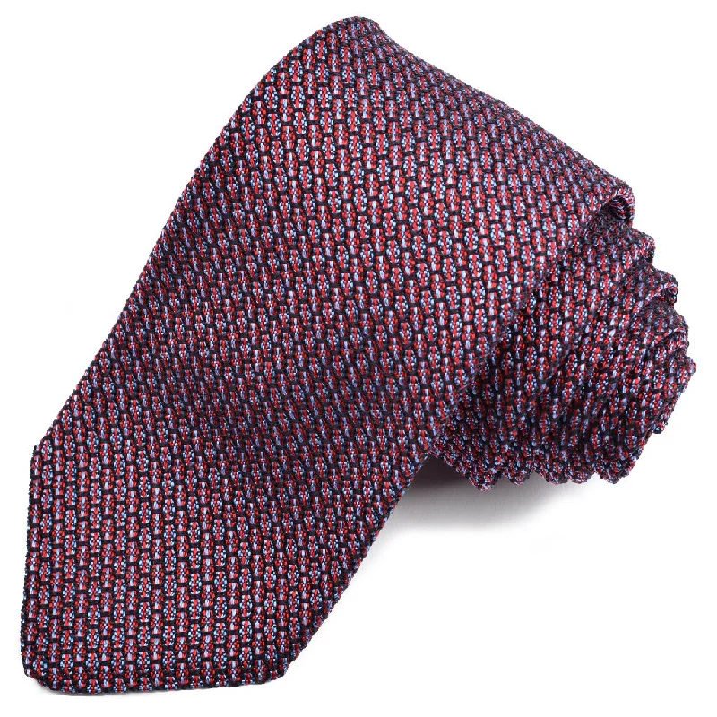 Multi Solid Garza Grossa Grenadine Italian Silk Tie in Navy, Red, and Sky by Dion Neckwear Sophisticated Men's French