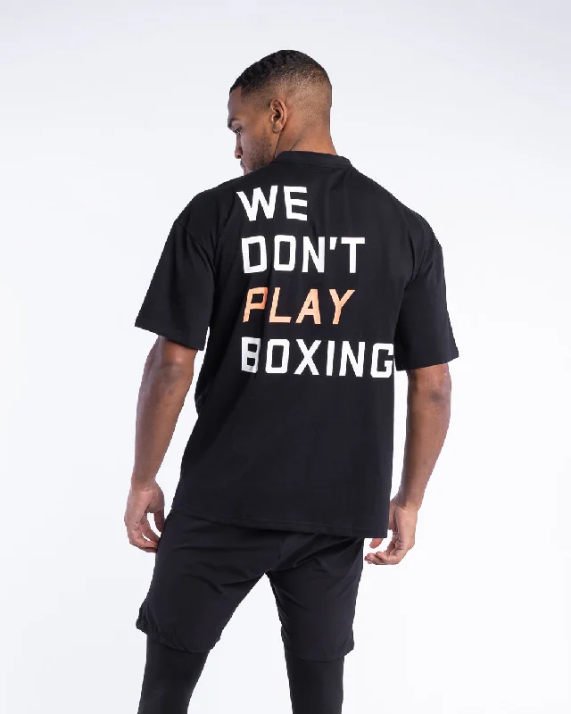 We Don't Play Boxing Oversized T-Shirt - Black Relaxed Men's Beach