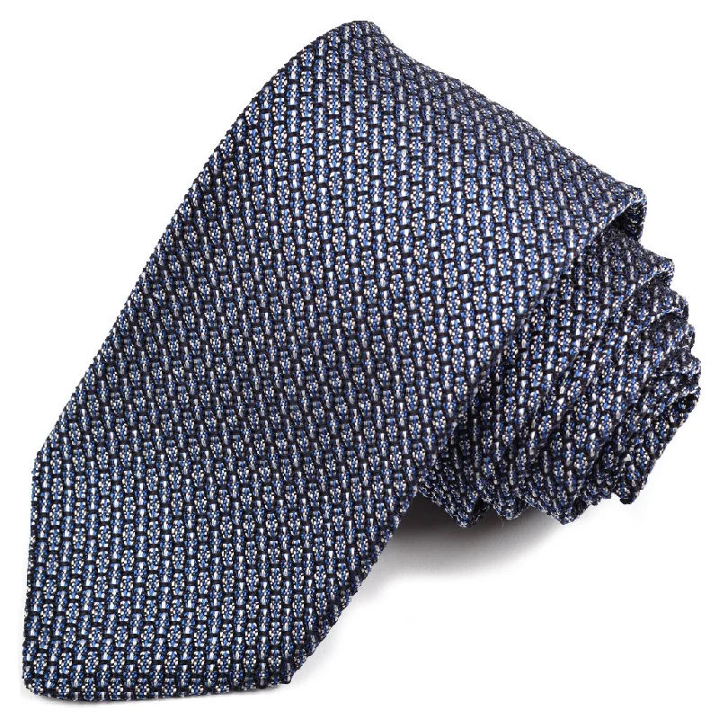 Multi Solid Garza Grossa Grenadine Italian Silk Tie in Navy, Royal, and Silver by Dion Neckwear Street