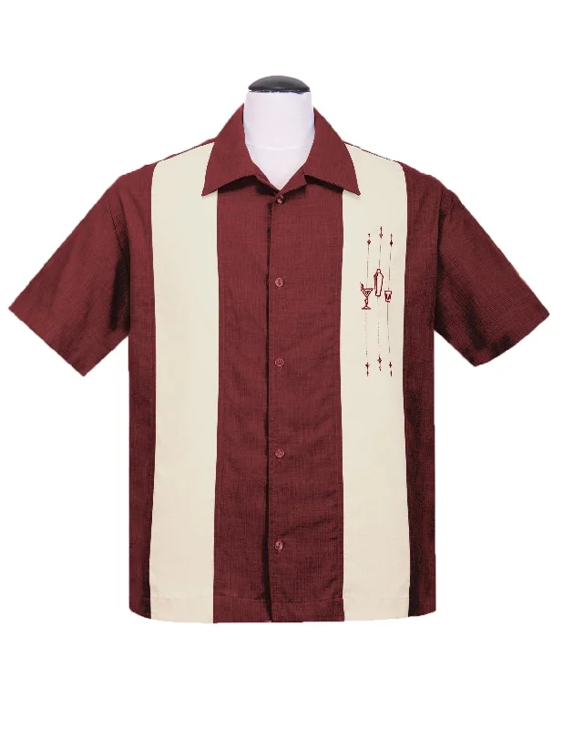 The Shake Down Bowling Shirt in Ruby/Cream Preppy Men's College