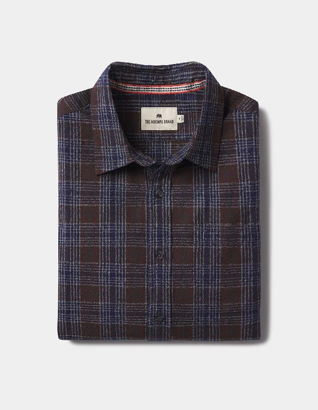 THE NORMAL BRAND NIKKO CLASSIC BUTTON UP SHIRT IN BROWN PLAID Masculine Men's 