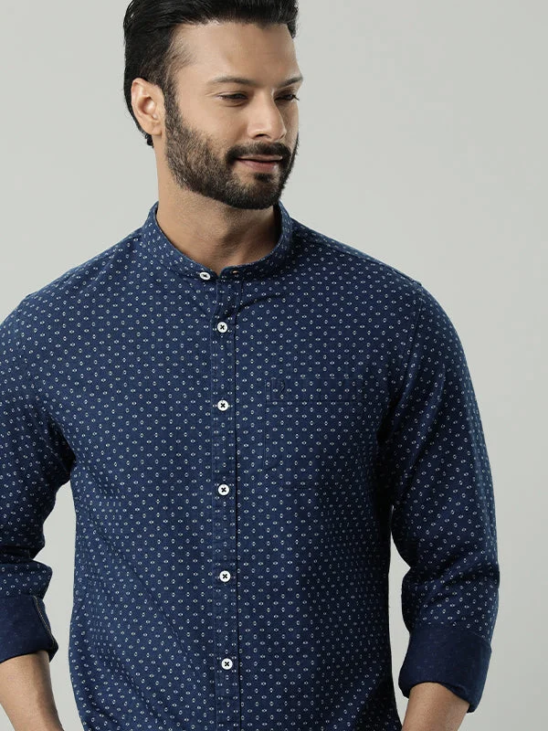 Men Printed Full Sleeve Cotton Shirt Classic Men's Pin