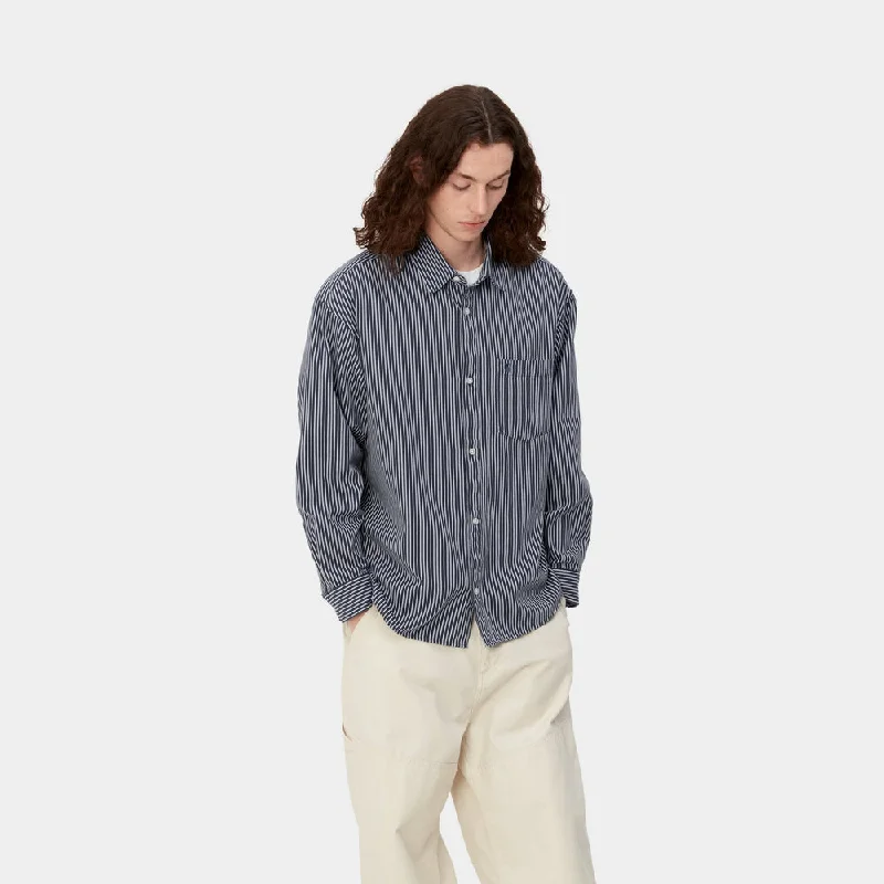 CARHARTT WIP KYLE STRIPE SHIRT IN WHITE / BLUE Refined Men's Classic 