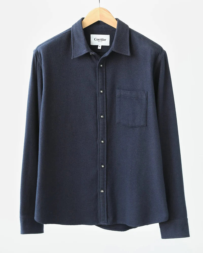 CORRIDOR RECYCLED FLANNEL IN NAVY Sleek Men's Contemporary 