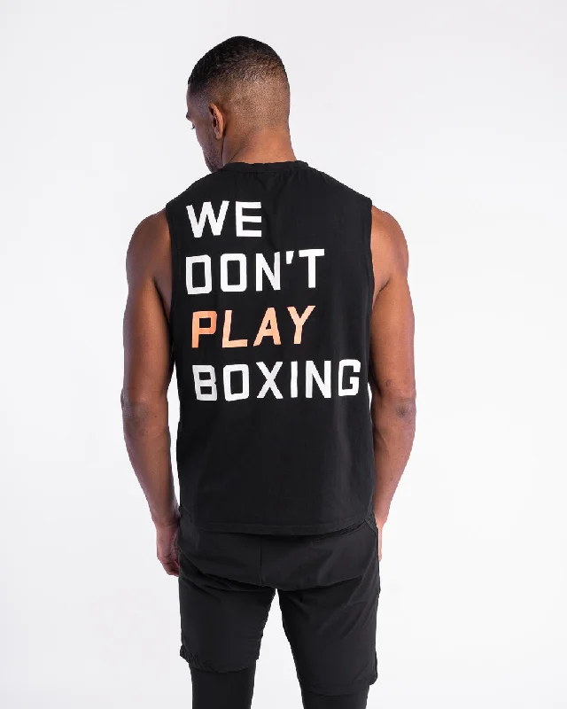 We Don't Play Boxing Muscle Tank - Black Sophisticated Men's French