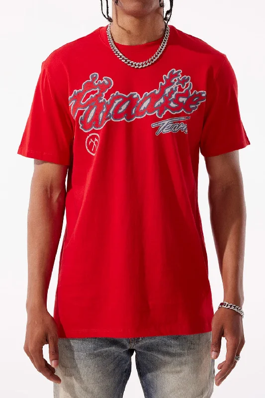 Paradise Tour T-Shirt (Red) Modern Men's Geometric