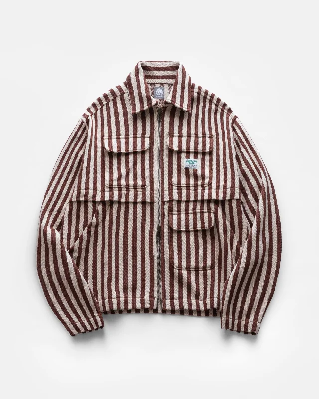 18 EAST ABAIR CHORE JACKET IN ECRU / SIERRA RUSSET AWNING STRIPED HERRINGBONE DENIM Casual Men's Short