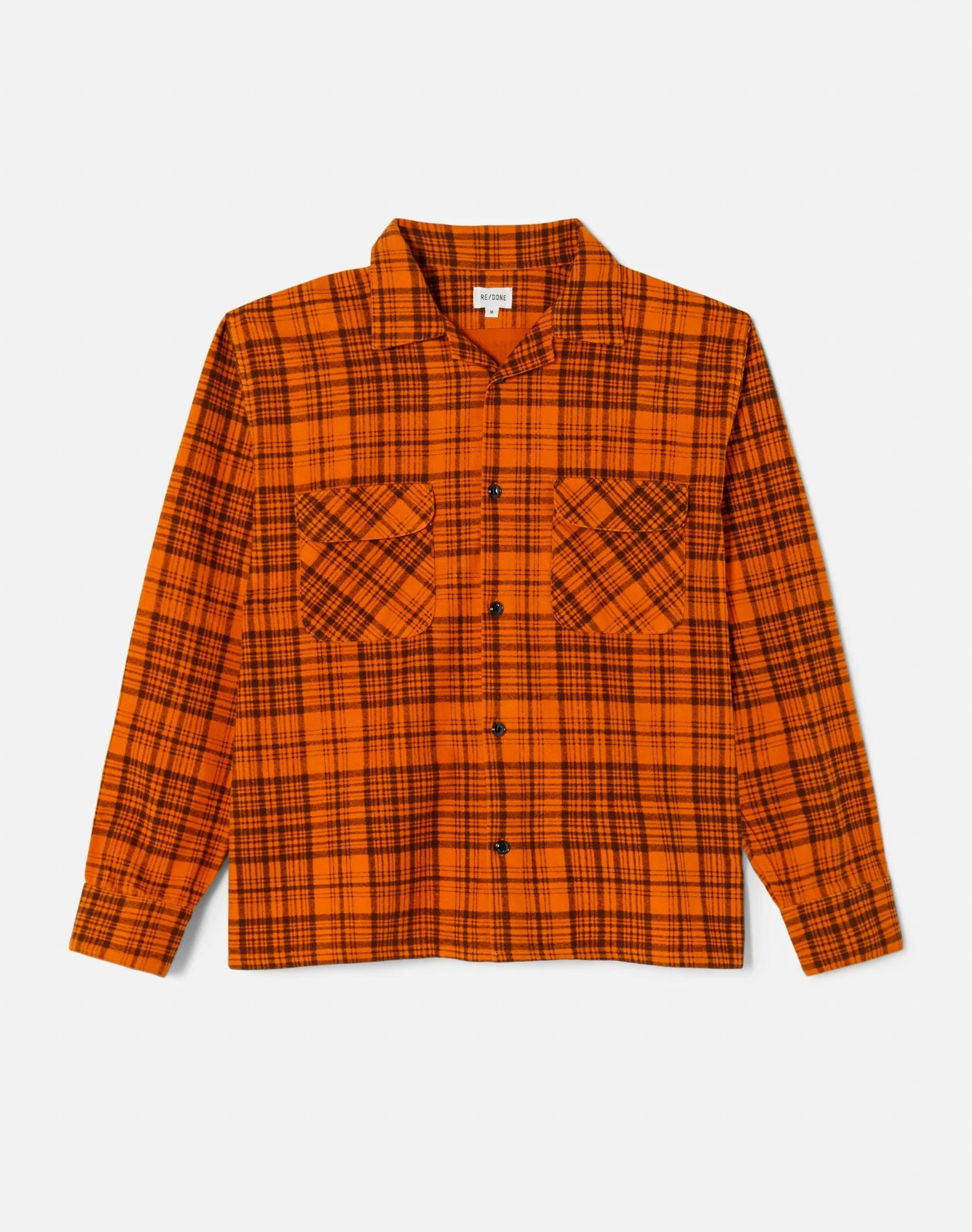 RE/DONE 1950s PLAID STRAIGHT BOTTOM SHIRT IN MARMALADE AND CHARCOAL Casual Men's Loose