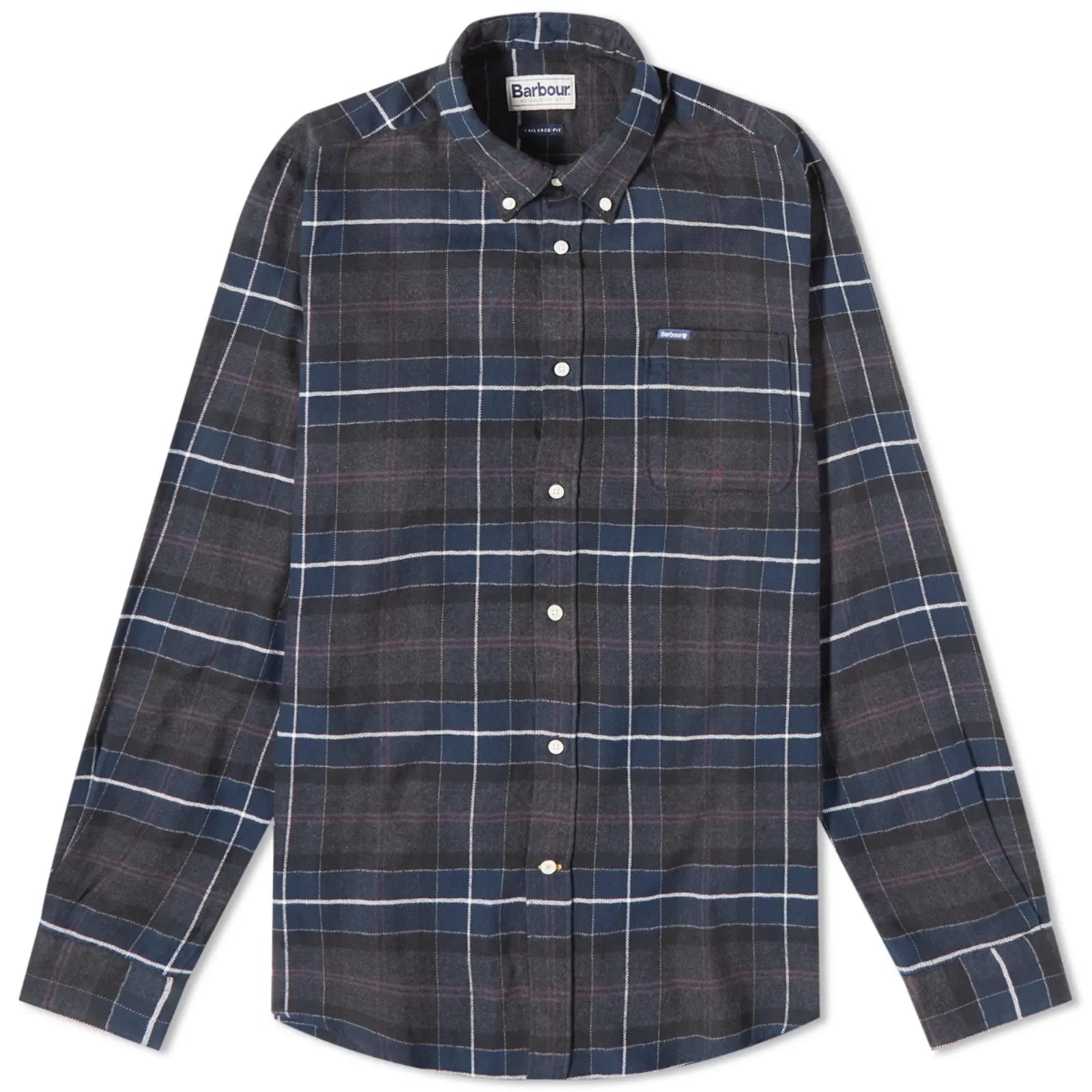 BARBOUR KYELOCH TAILORED SHIRT IN BLACK SLATE Laid