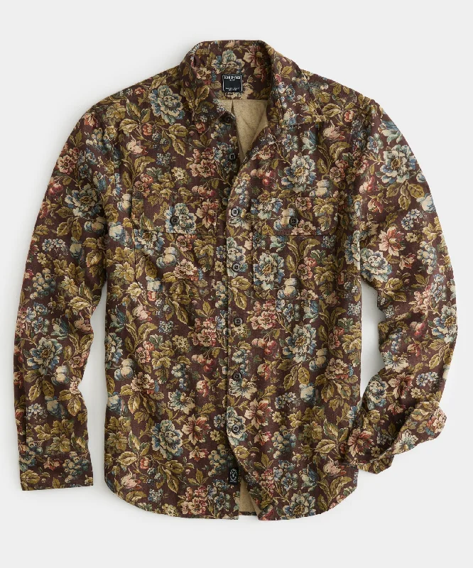 TODD SNYDER TWO POCKET OVERSHIRT IN BURGUNDY FLORAL Modern Men's 