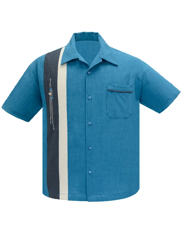 The Arthur Bowling Shirt in Pacific/Charcoal/Stone Stylish Men's Tropical 