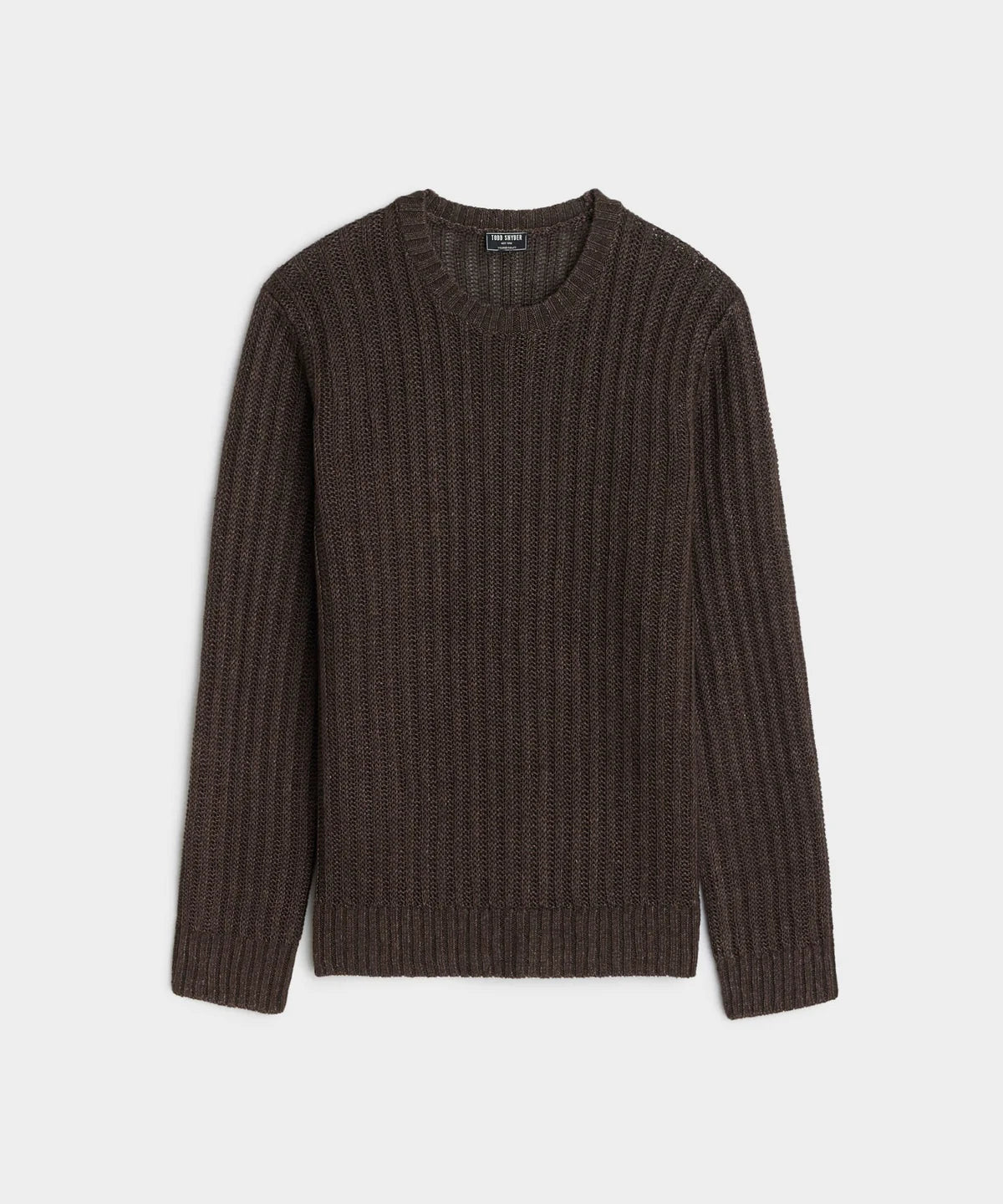 TODD SNYDER TEXTURED LINEN CREWNECK IN ESPRESSO BEAN Monochromatic All