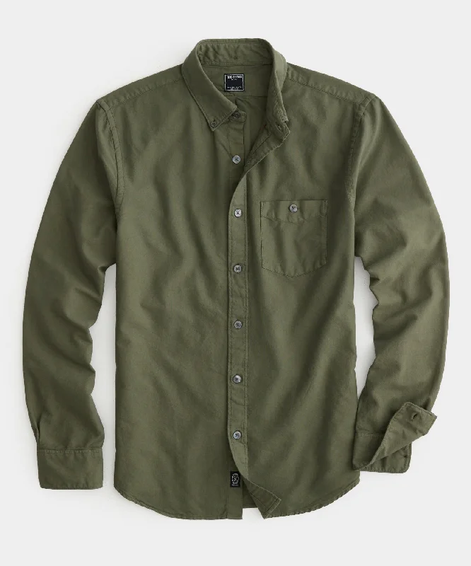 TODD SNYDER CLASSIC FIT GARMENT-DYED FAVORITE OXFORD IN TENT GREEN Earthy Men's Hemp