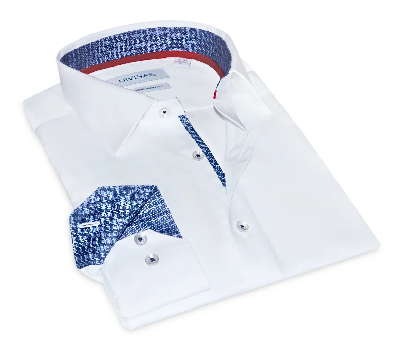 Robert Button-Up Shirt With Contrast Details // White // Contemporary Fit (Regular) Refined Men's European