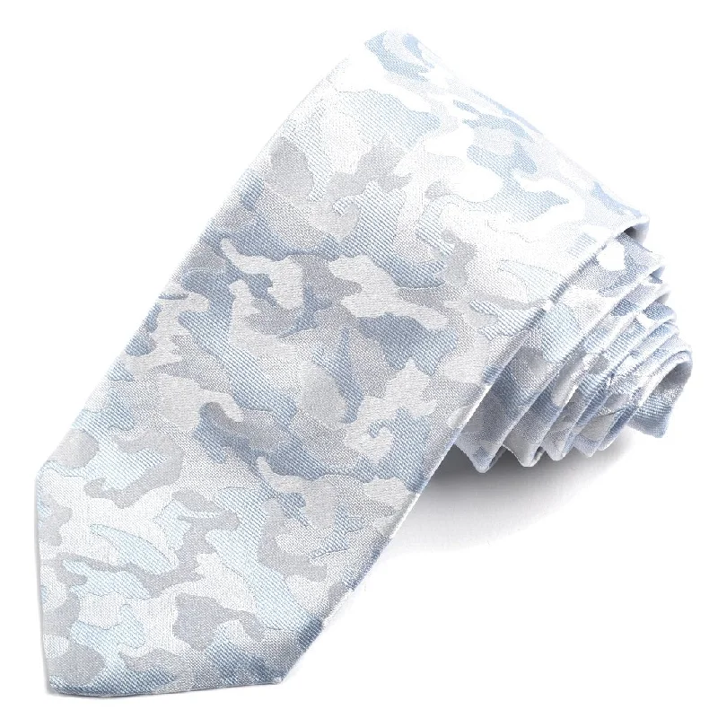 Tonal Ice Blue Camouflage Woven Silk Jacquard Tie by Dion Neckwear Monochromatic Office Style