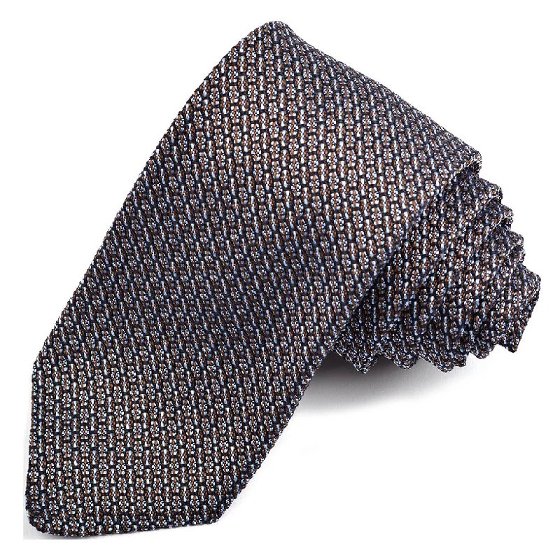 Multi Solid Garza Grossa Grenadine Italian Silk Tie in Navy, Brown, and Sky by Dion Neckwear Refined Men's Classic 