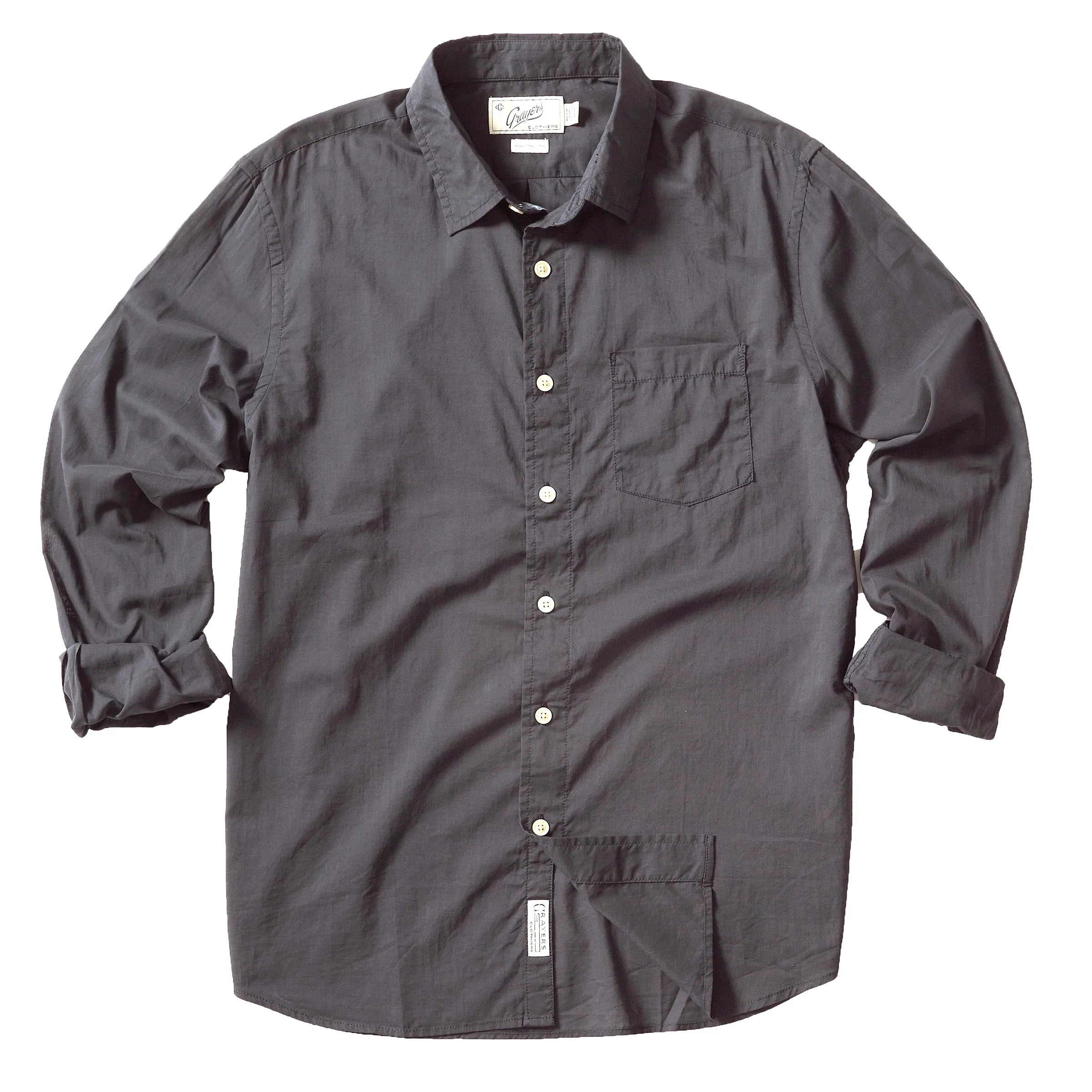 GRAYERS PORTOFINO POPLIN SHIRT IN FORGED IRON Modern Men's 