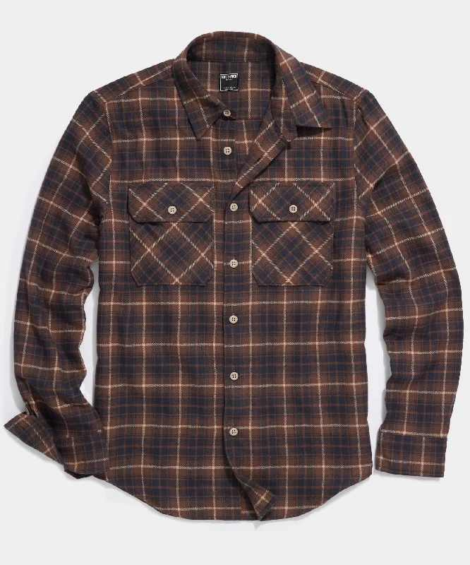 TODD SNYDER ALASKAN CHAMOIS SHIRT IN BROWN MULTI-CHECK Streetwear Style