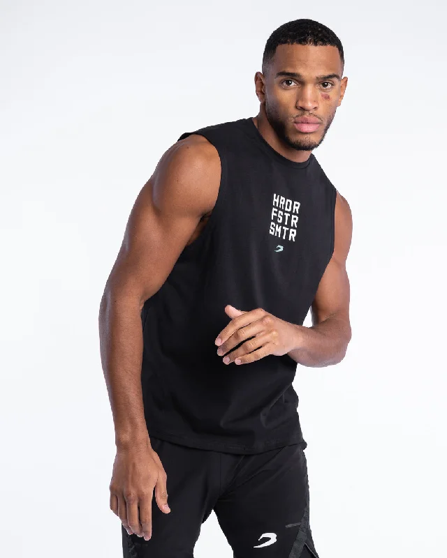 HRDR FSTR SMTR Muscle Tank - Black Athletic Men's High