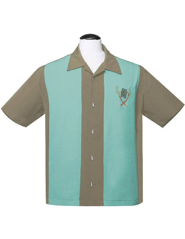 Tropical Itch Bowling Shirt in Herb/Aqua Athletic Men's Compression