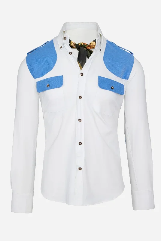 JD Performance Field Shirt in White with Blue Refined Men's Hand