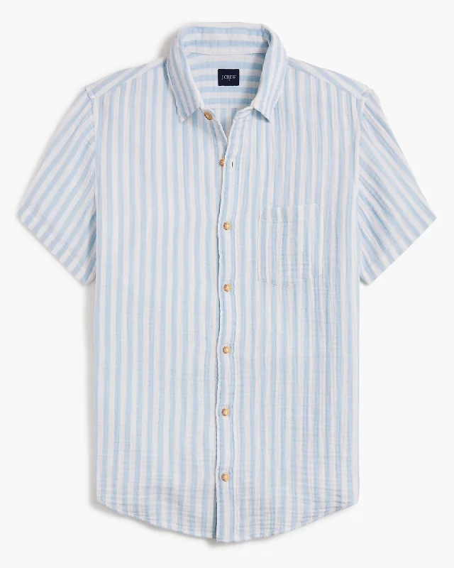 J CREW SS GAUZE SHIRT IN FADED CHAMBRAY STRIPE Refined Men's Hand