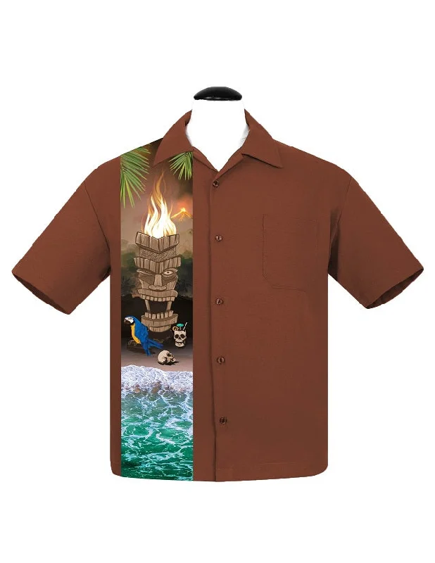 Cursed Island Bowling Shirt in Rust Tough Men's Military