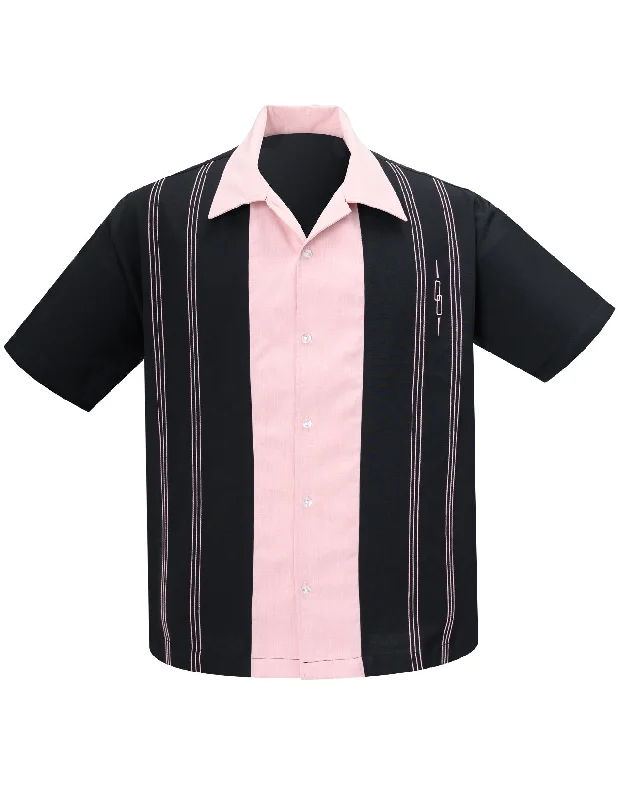 The Harper Bowling Shirt in Black & Pink Streetwear Style