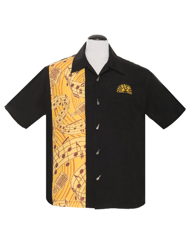 Sun Records Music Note Bowling Shirt Edgy Men's Punk