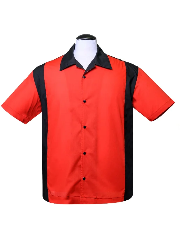 Poly Cotton Garage Shirt in Black/Red Cclassic Men's Tweed