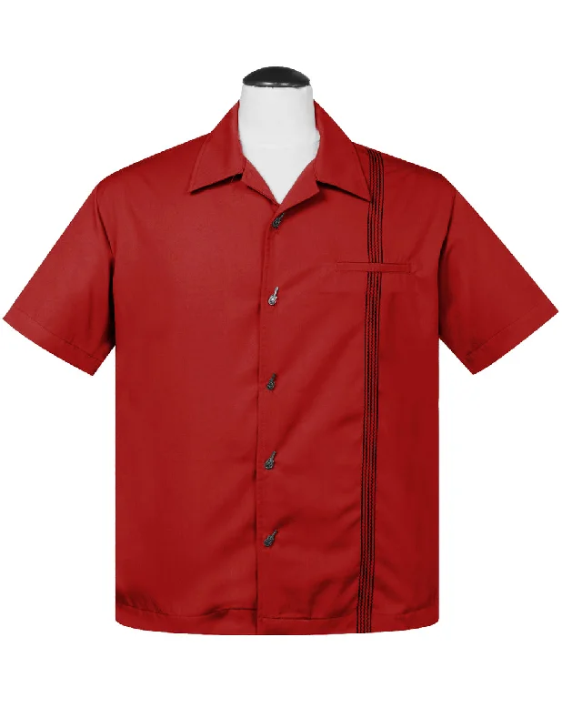 The Six String Bowling Shirt in Red Laid