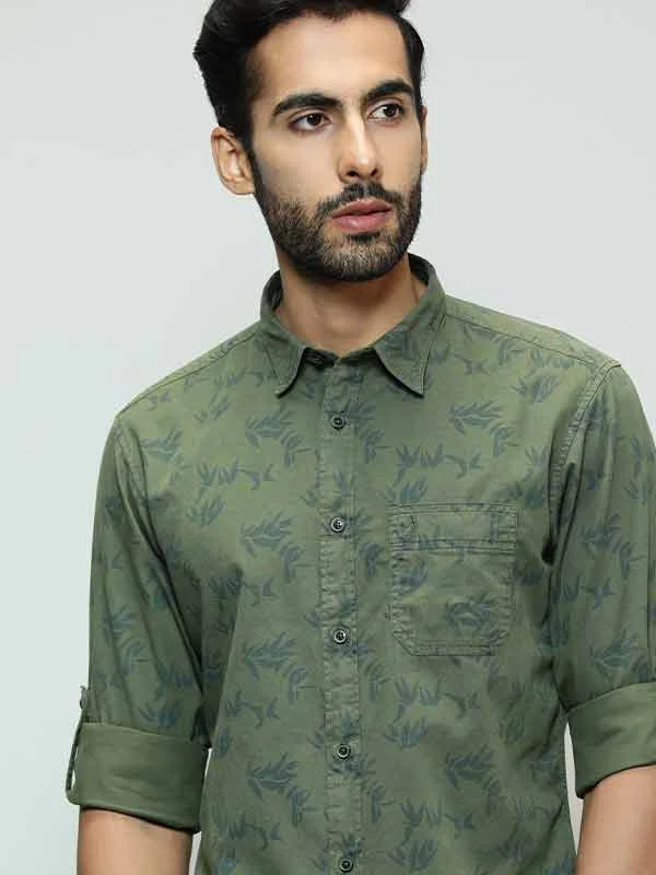 Men Printed Full Sleeve Cotton Shirt Sleek Men's Contemporary 